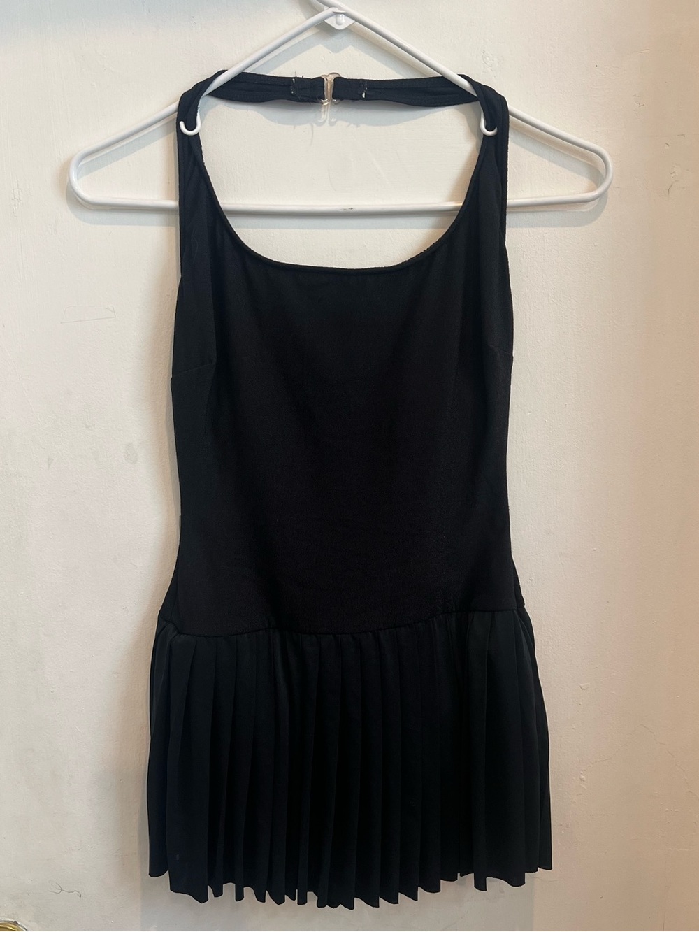 VIA MARINA Black vintage bathing suit  Swim One-Piece with Pleated Skirt 12